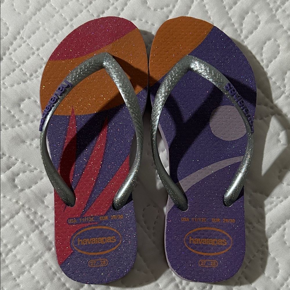 Havaianas Vibrant Purple and Orange kids Sandals Sz: 11/12c